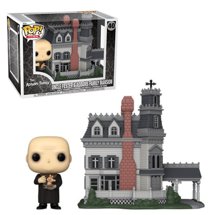 The Addams Family Uncle Fester & Addams Family Mansion Pop Figure Town #40